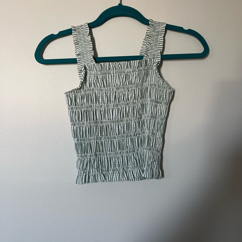 LG Sage Green Smocked Crop Tank